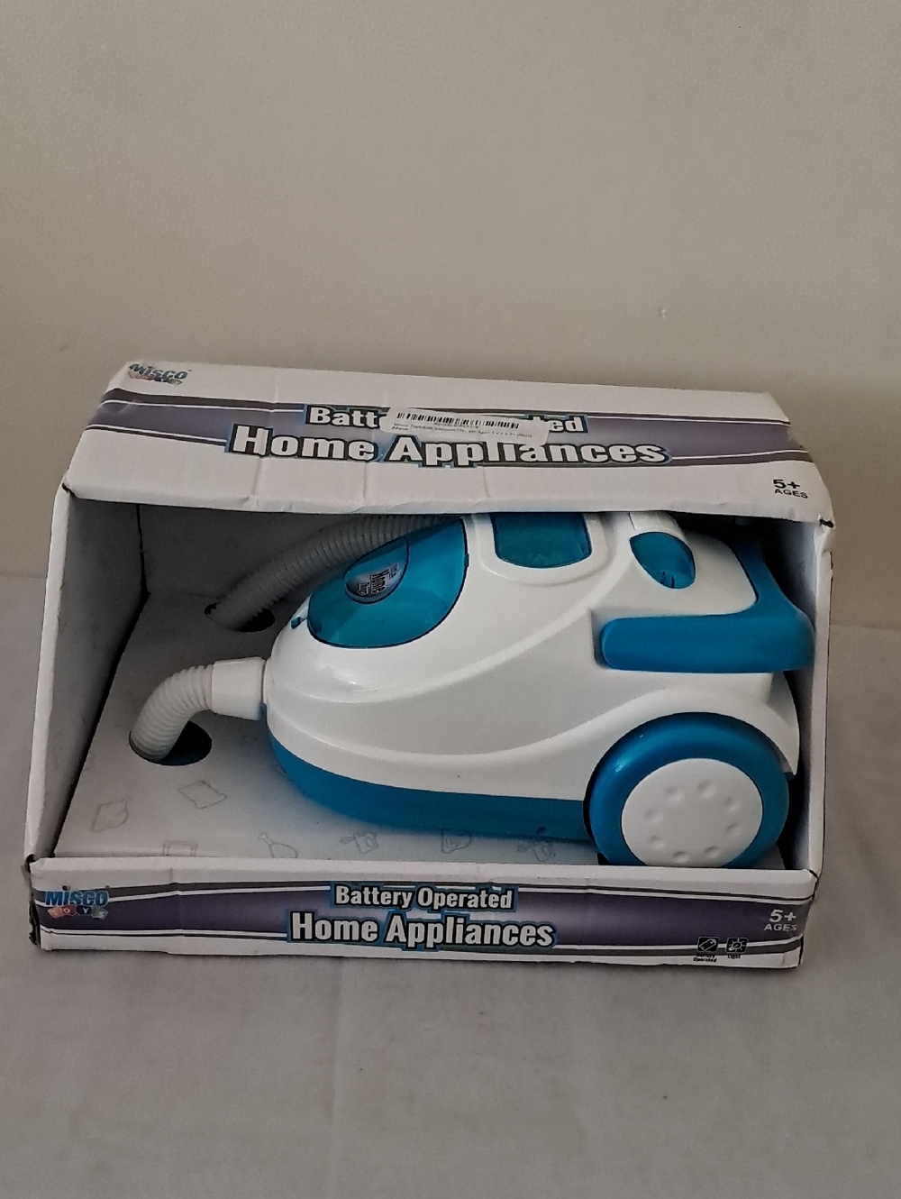 Battery Operated Kids Vacuum Toy - White & Teal